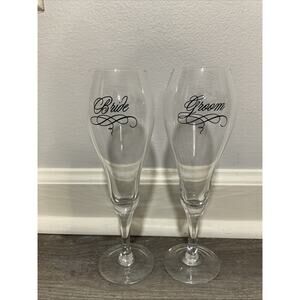 NEW Lillian Rose Bride Groom Wedding Champagne Toasting Glasses